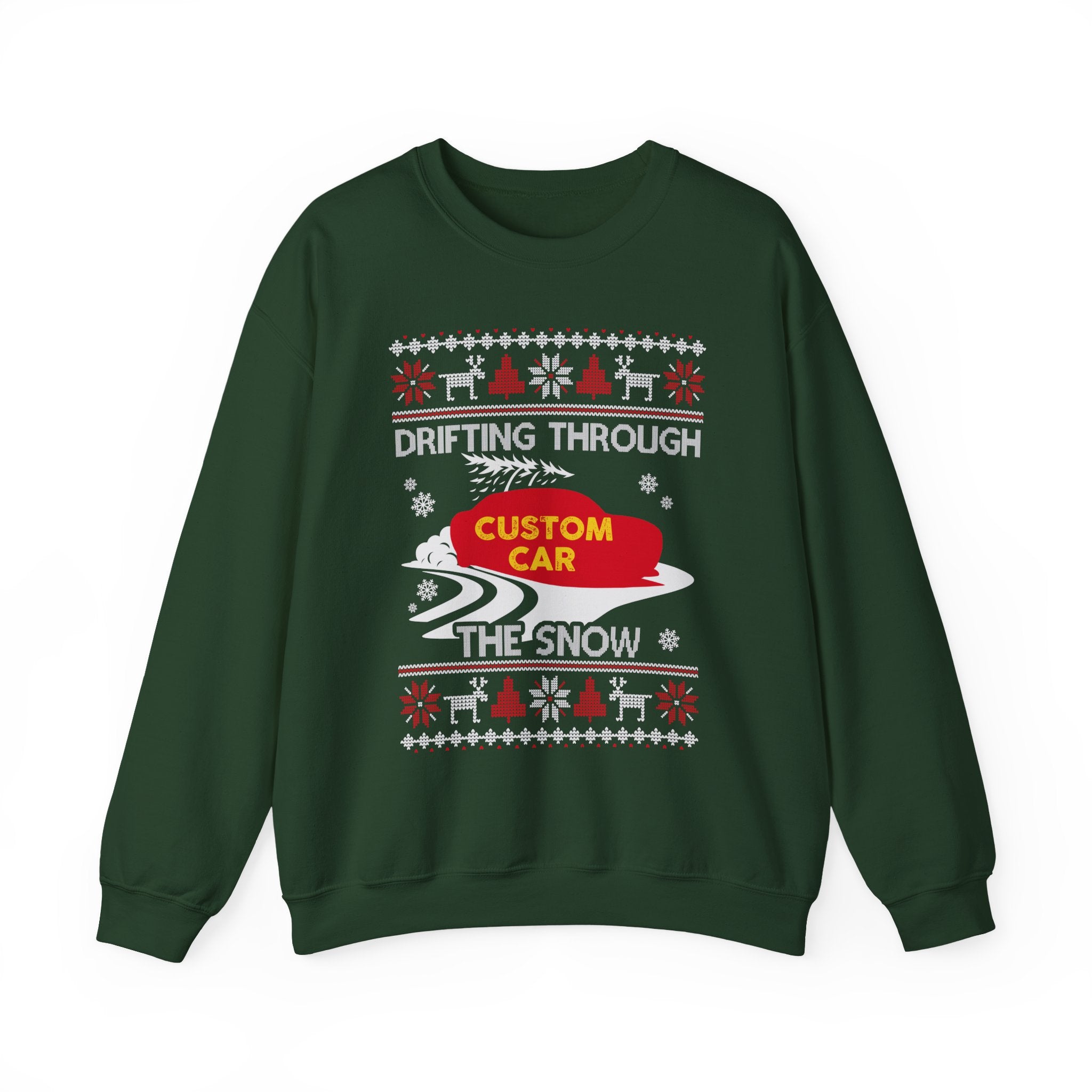 Drift Car Ugly Christmas Sweatshirt | Drifting Through the Snow Car Enthusiast Gift
