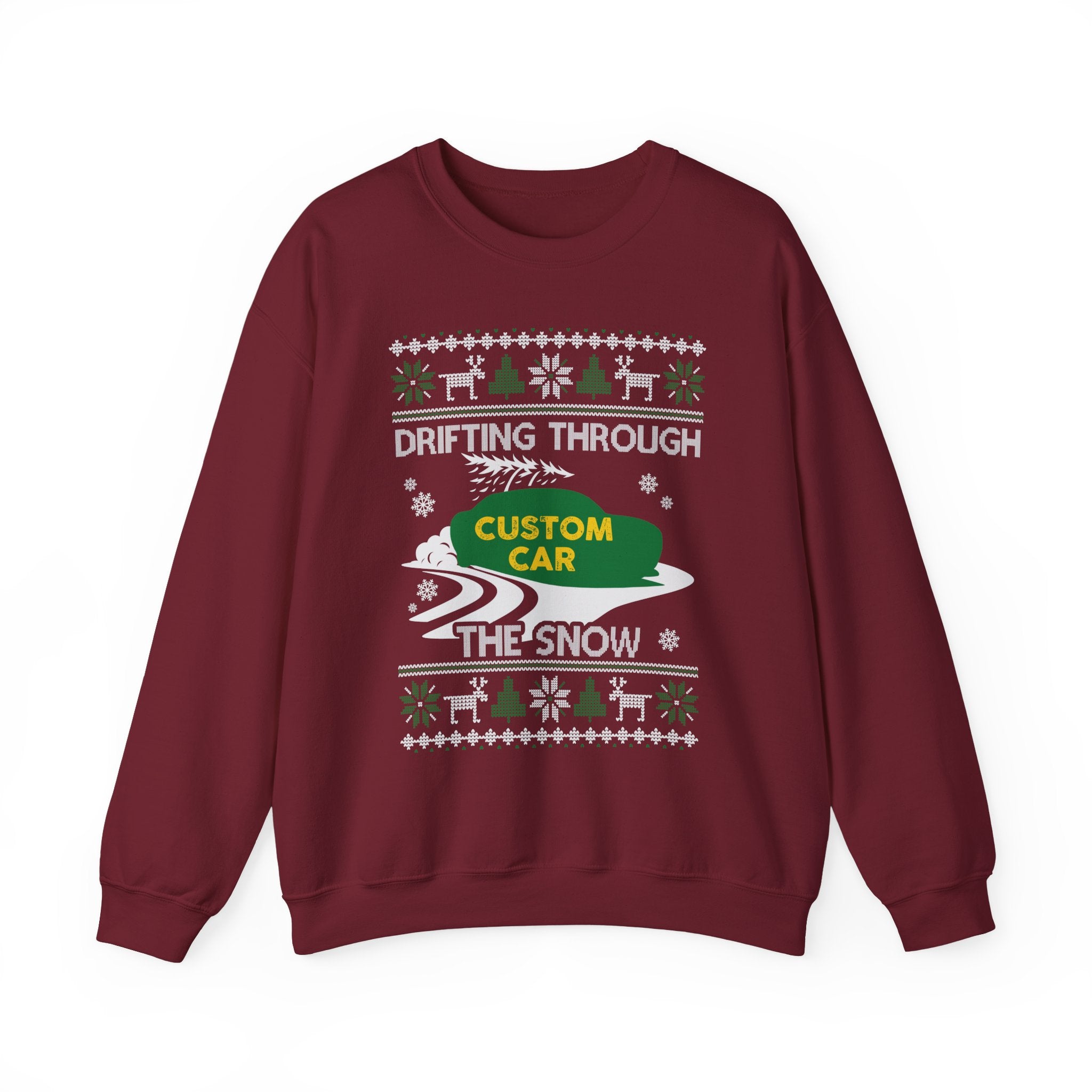 Drift Car Ugly Christmas Sweatshirt | Drifting Through the Snow Car Enthusiast Gift
