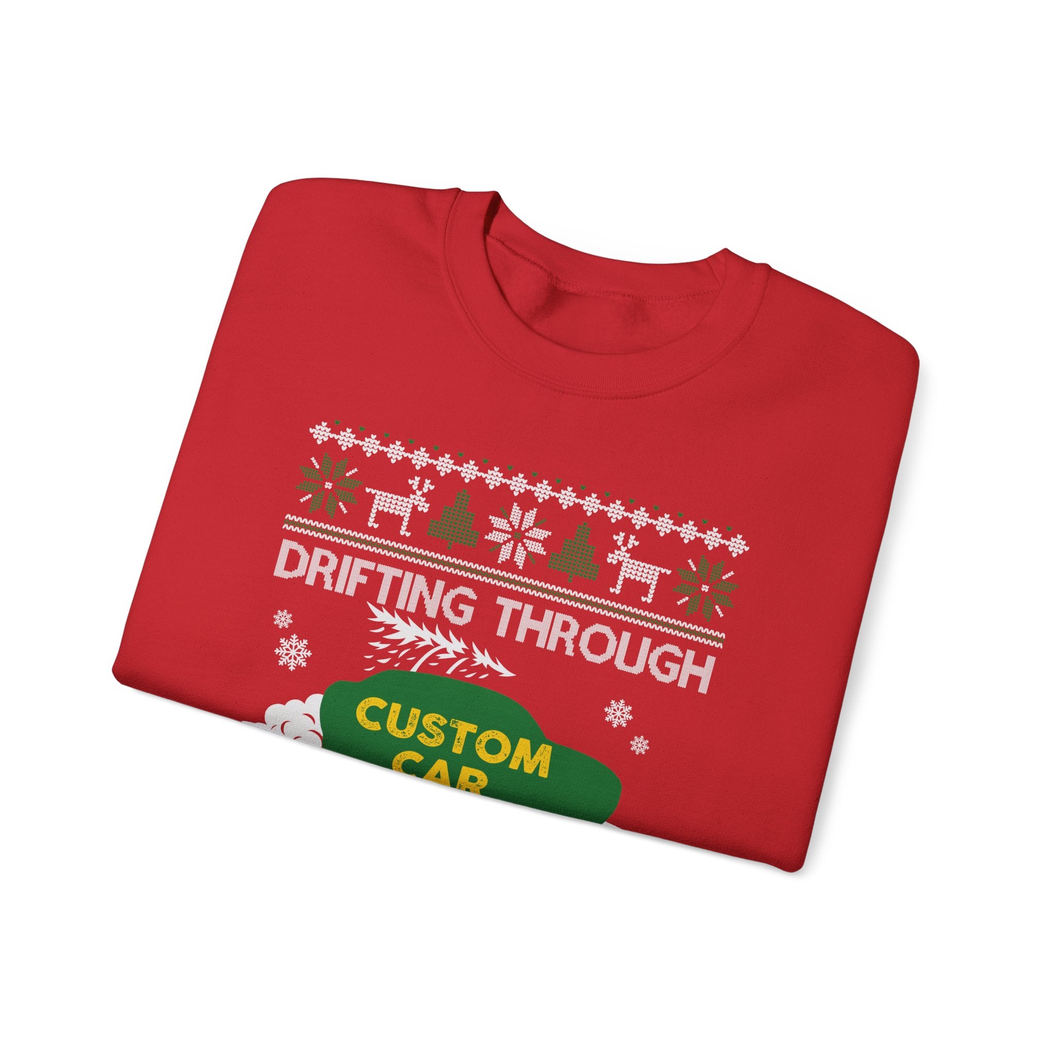 Drift Car Ugly Christmas Sweatshirt | Drifting Through the Snow Car Enthusiast Gift
