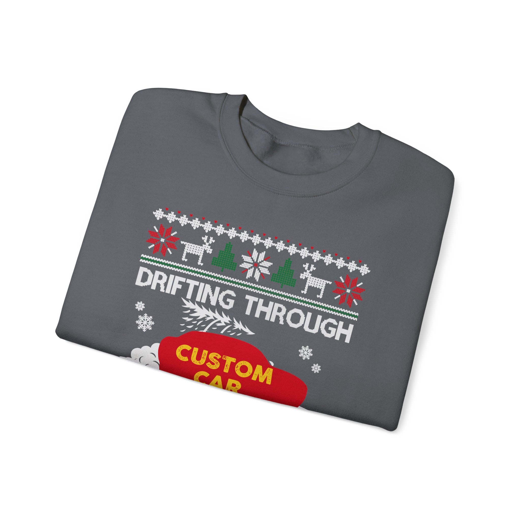 Drift Car Ugly Christmas Sweatshirt | Drifting Through the Snow Car Enthusiast Gift