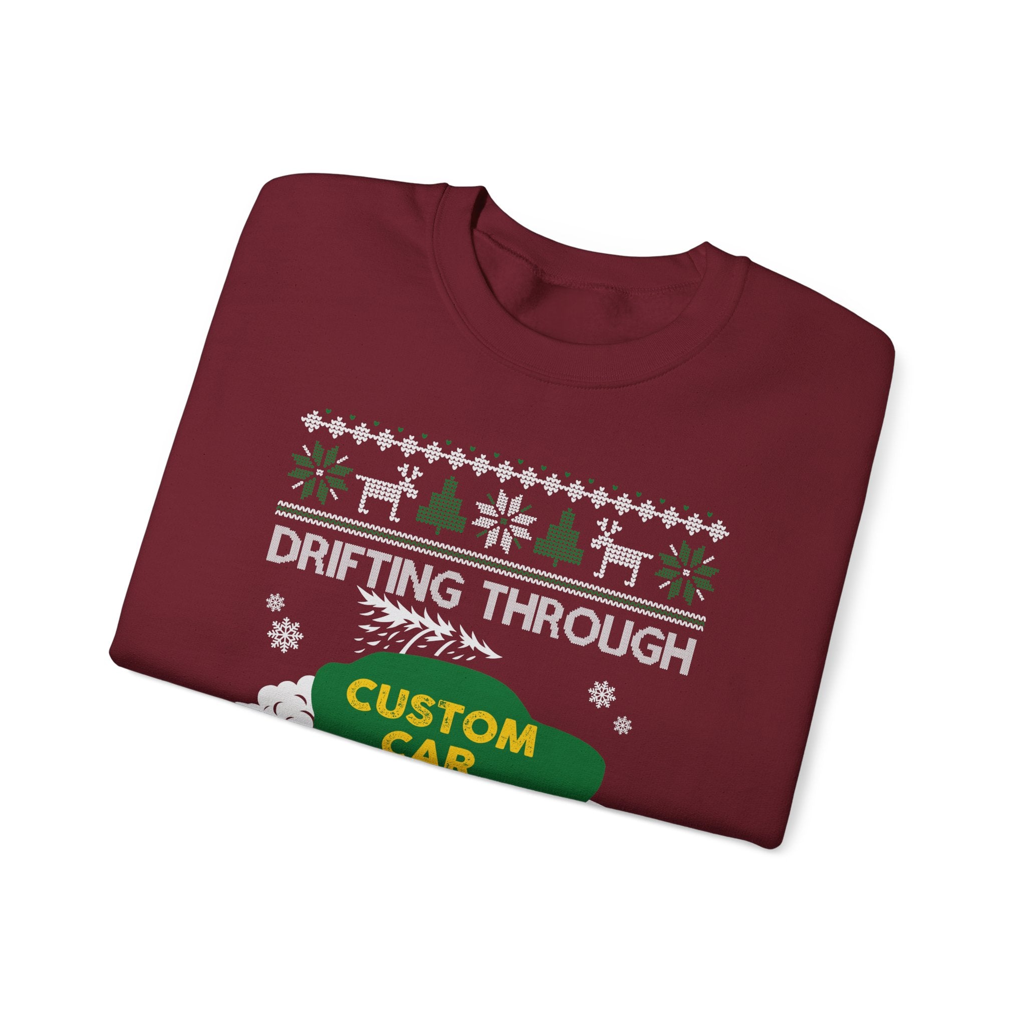 Drift Car Ugly Christmas Sweatshirt | Drifting Through the Snow Car Enthusiast Gift