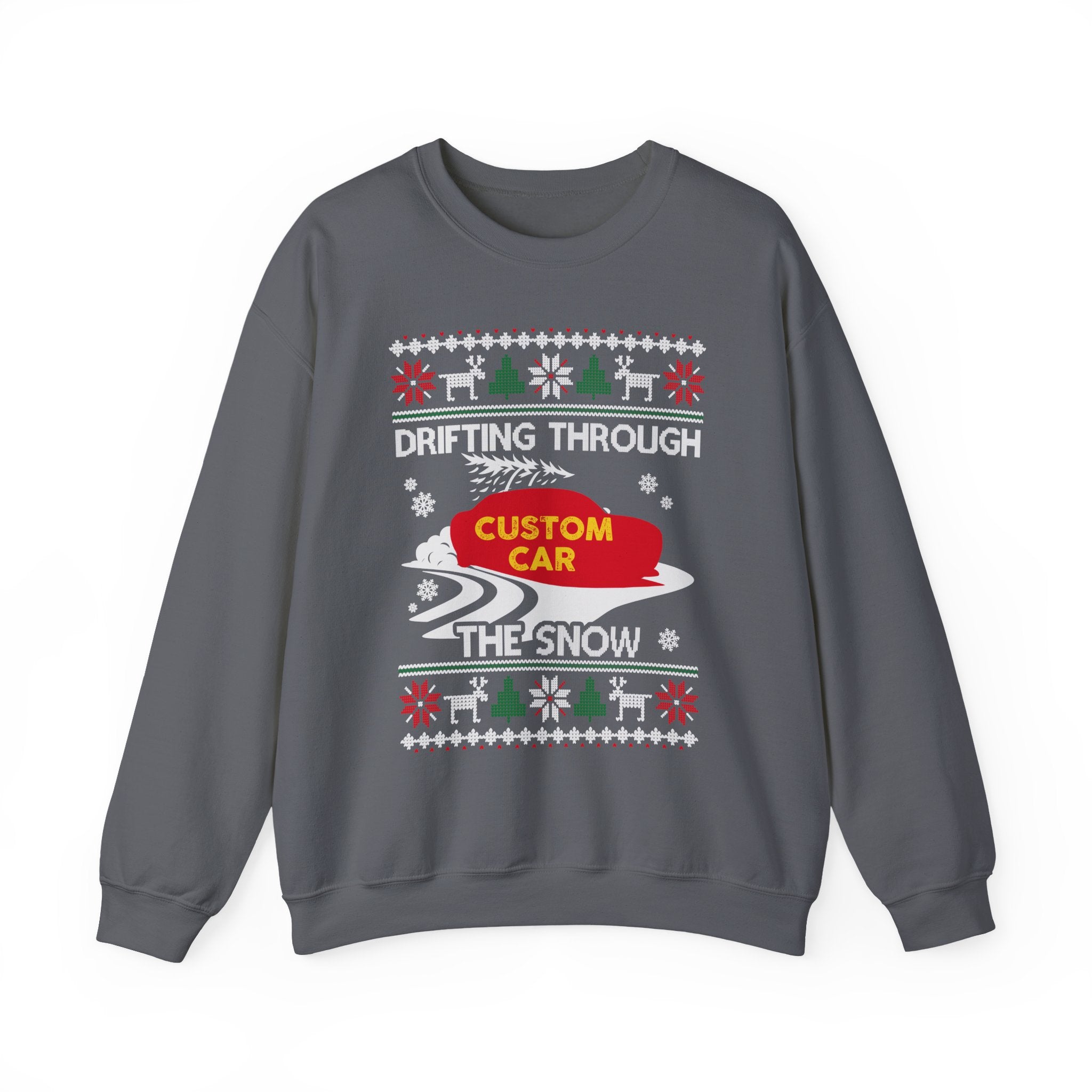 Custom Car Drifting Through the Snow Sweatshirt | Personalized Christmas Car Sweatshirt