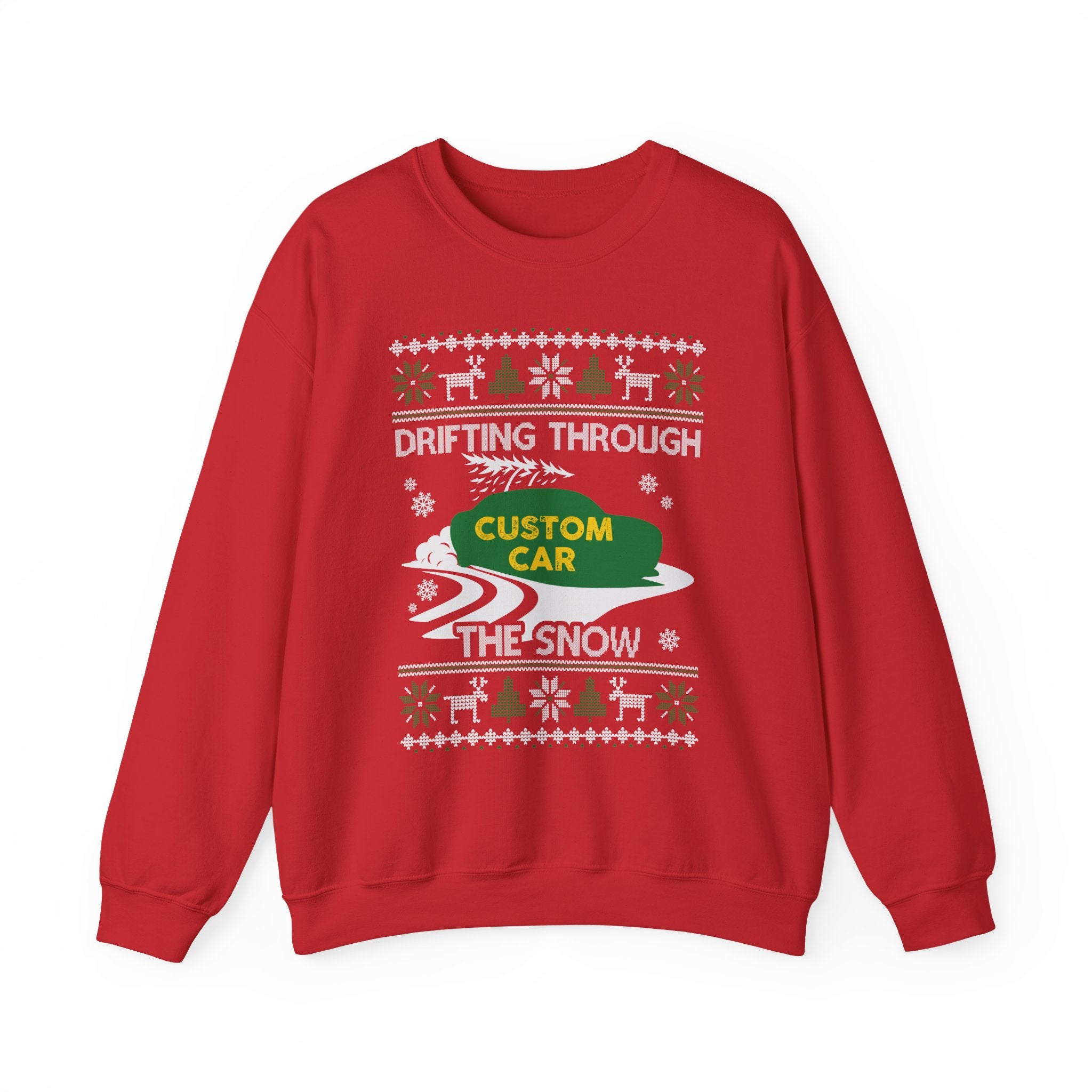 Custom Car Drifting Through the Snow Sweatshirt | Personalized Christmas Car Sweatshirt