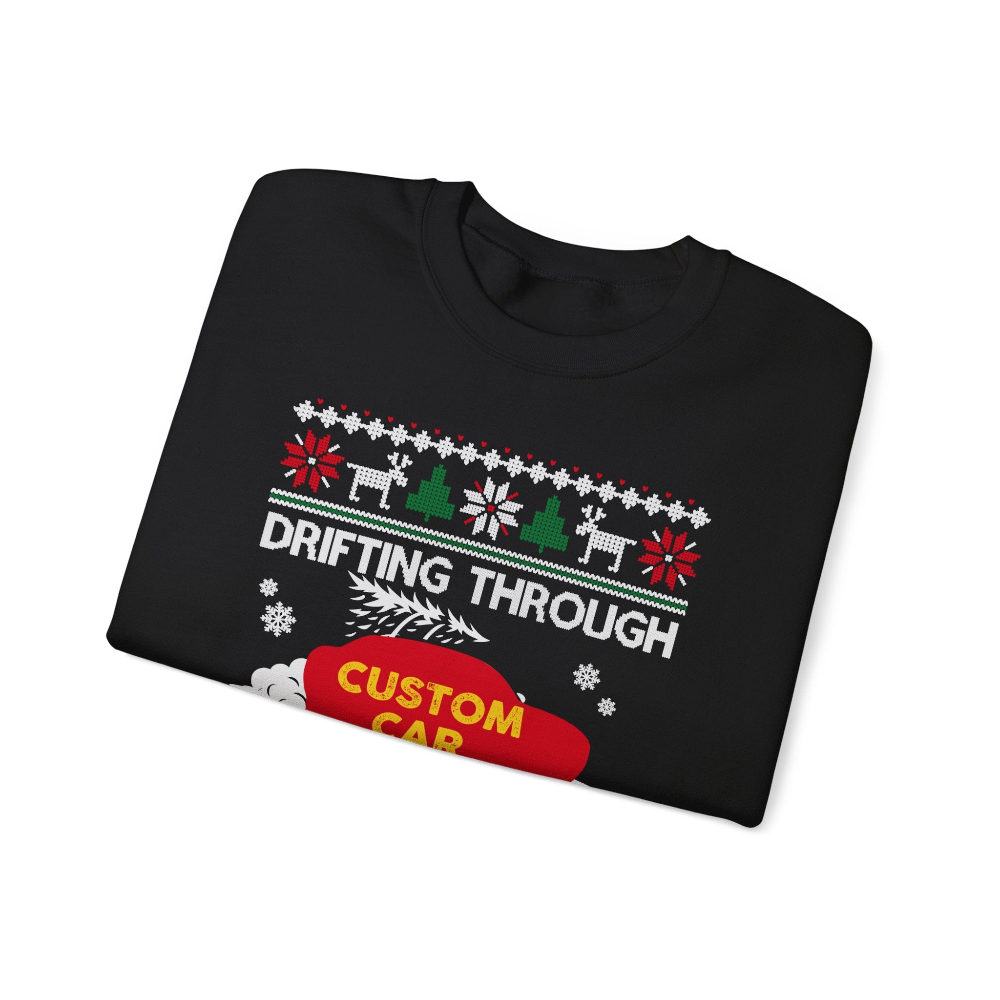 Custom Car Drifting Through the Snow Sweatshirt | Personalized Christmas Car Sweatshirt