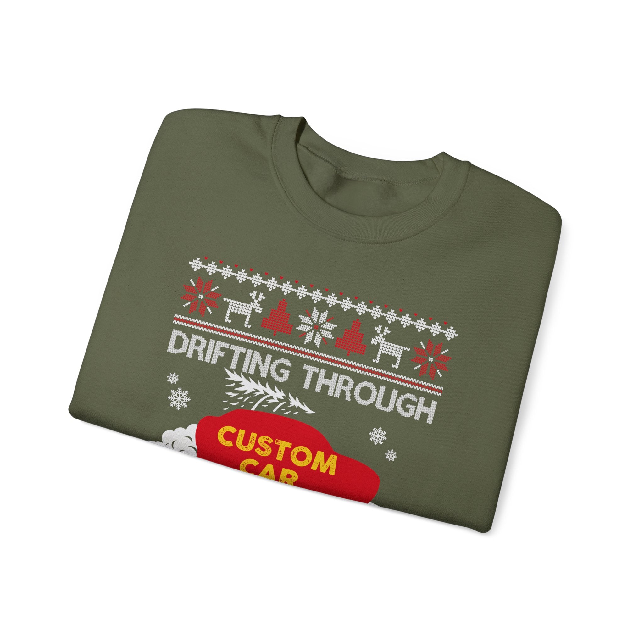 Custom Car Drifting Through the Snow Sweatshirt | Personalized Christmas Car Sweatshirt