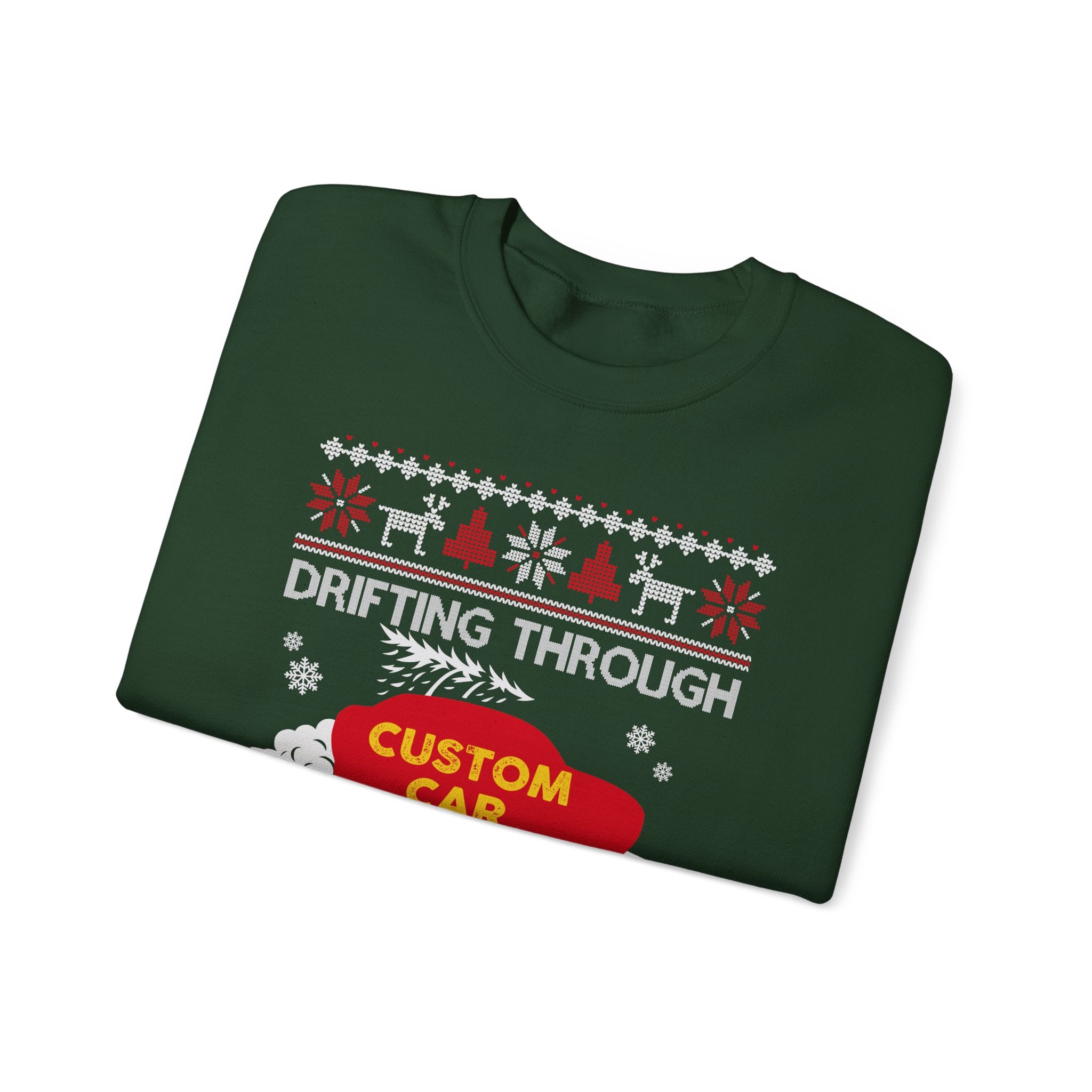 Custom Car Drifting Through the Snow Sweatshirt | Personalized Christmas Car Sweatshirt