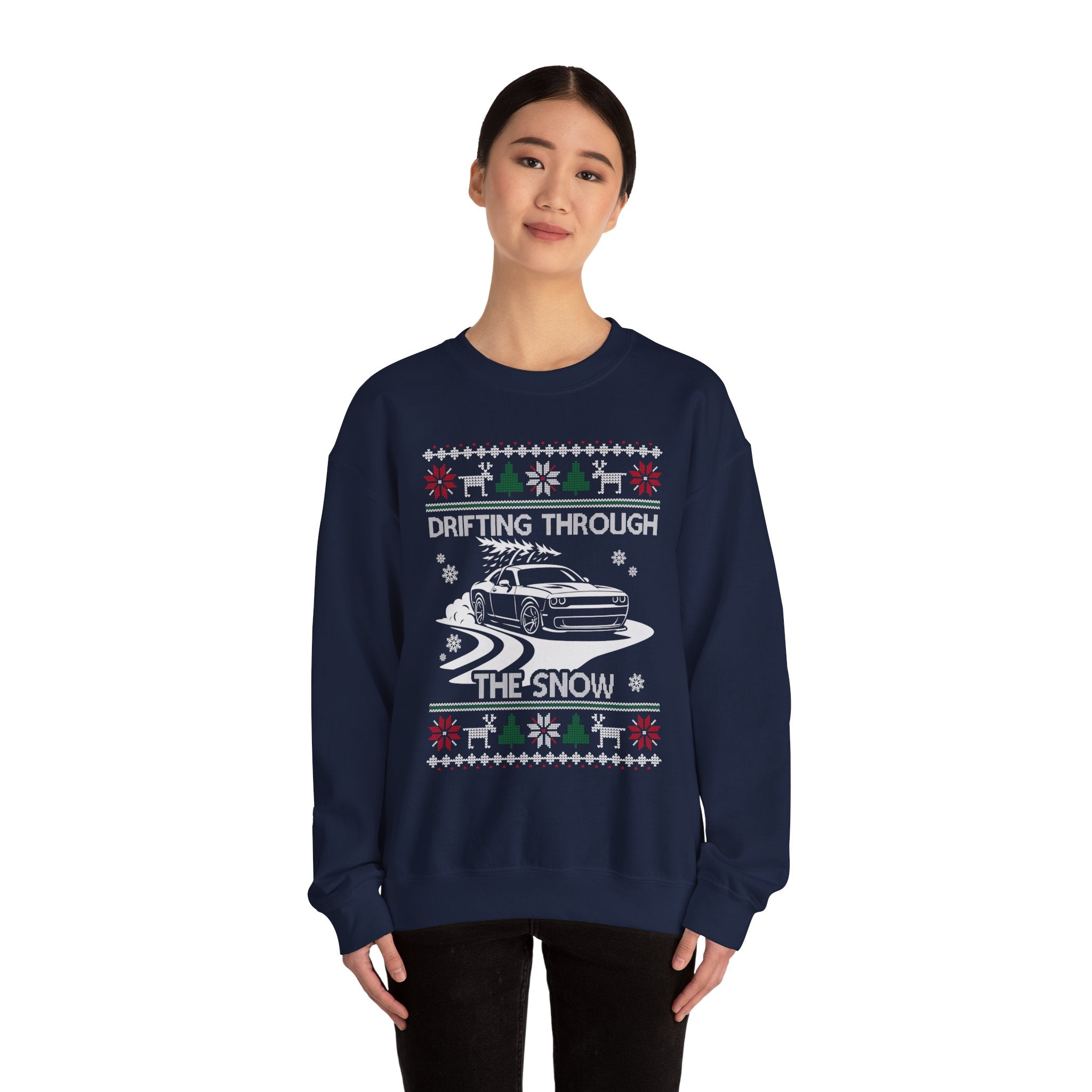 Custom Car Drifting Through the Snow Sweatshirt | Personalized Christmas Car Sweatshirt