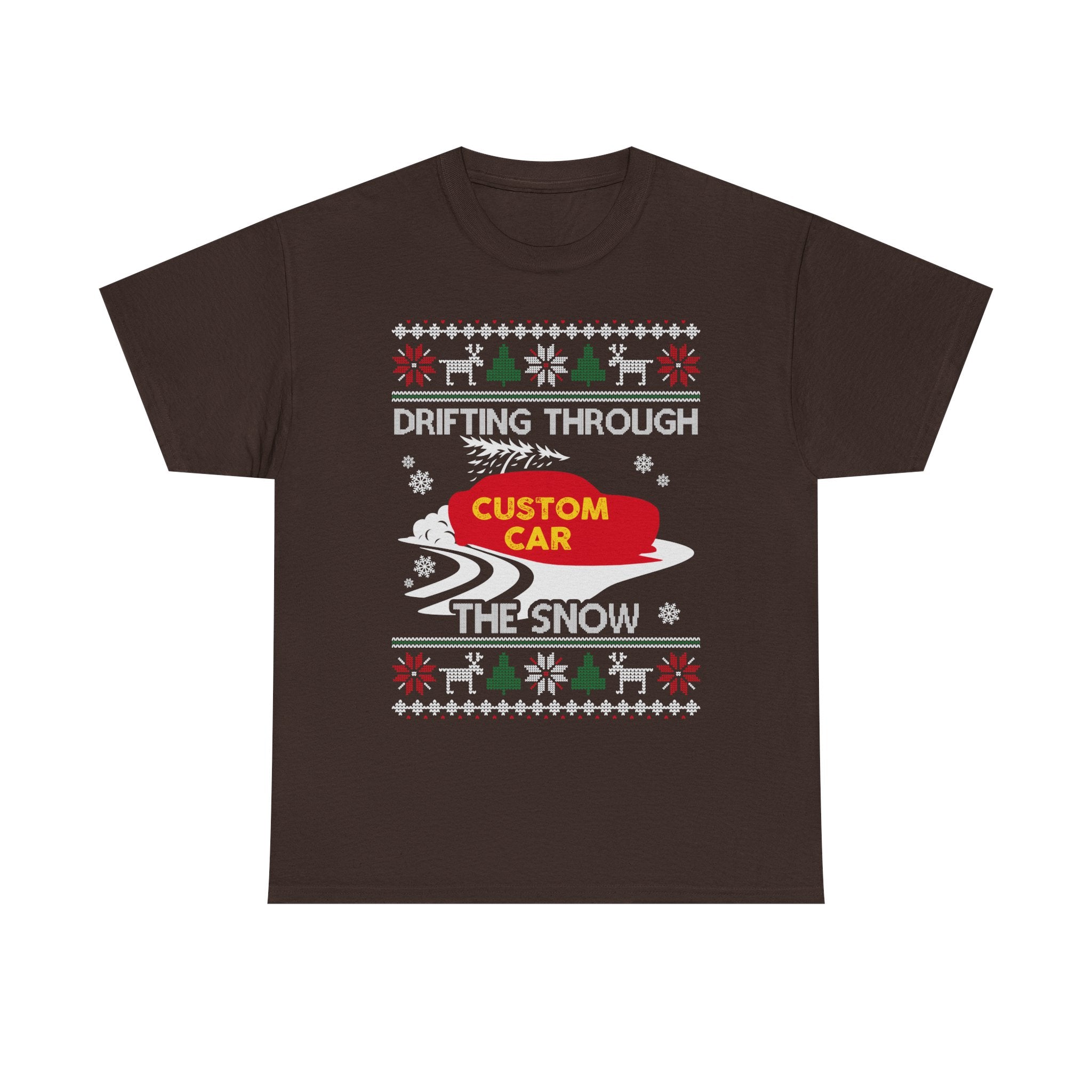 Custom Drift Car Christmas T-Shirt | Personalized Drifting Through the Snow Car Tee