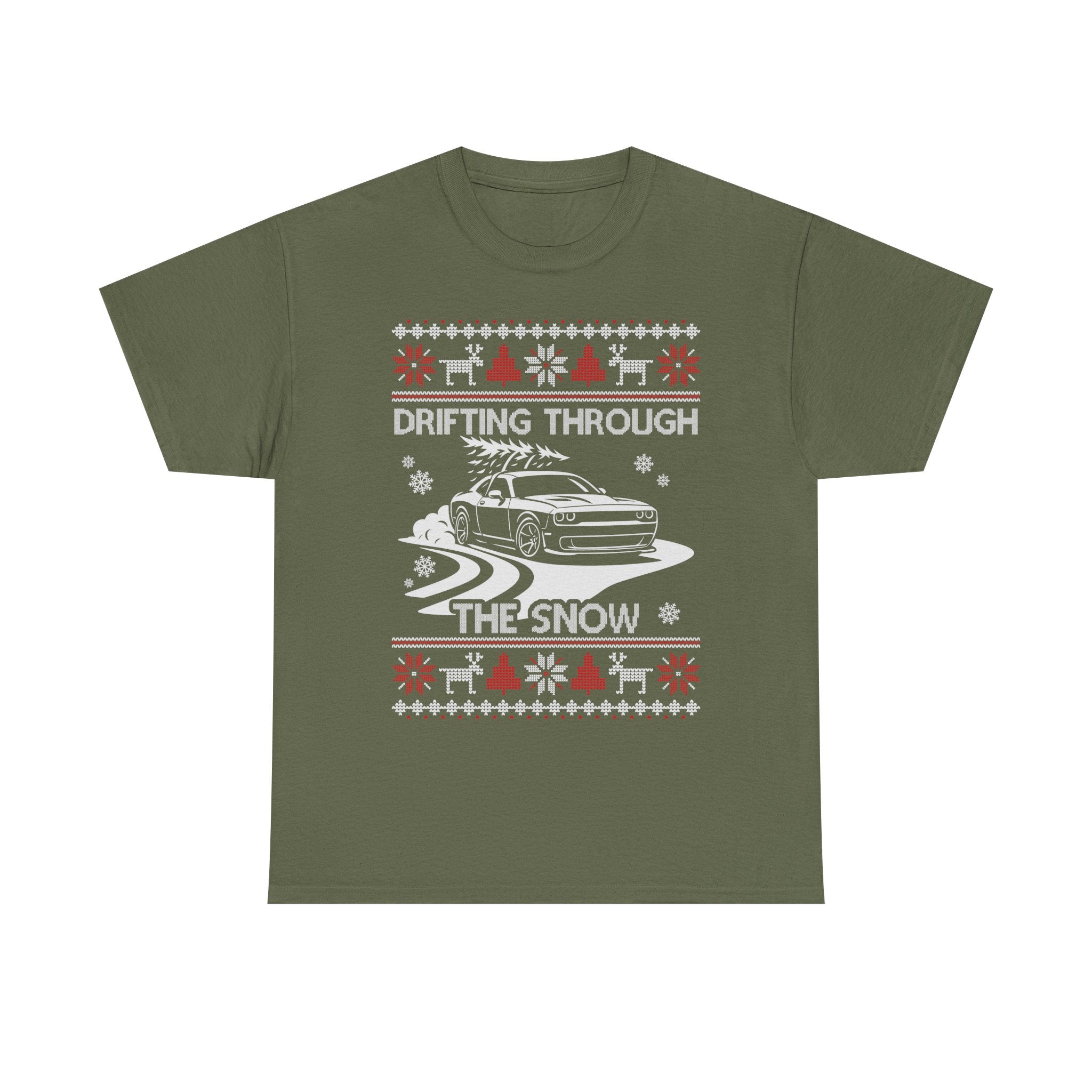 Custom Drift Car Christmas T-Shirt | Personalized Drifting Through the Snow Car Tee