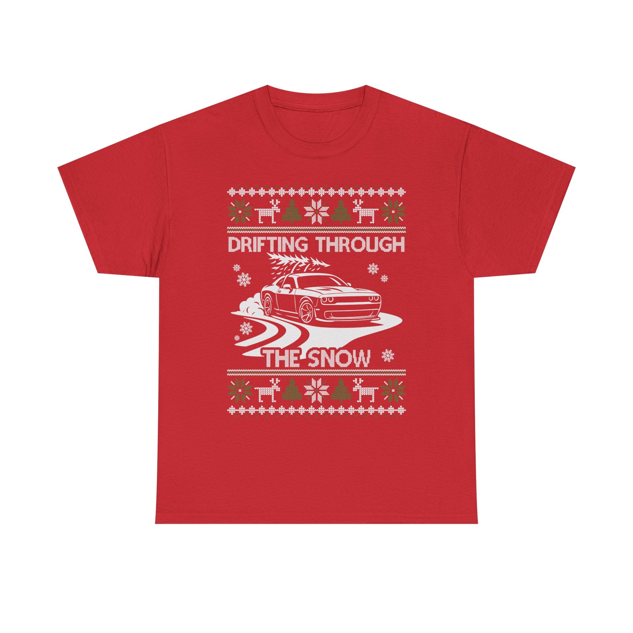 Custom Drift Car Christmas T-Shirt | Personalized Drifting Through the Snow Car Tee