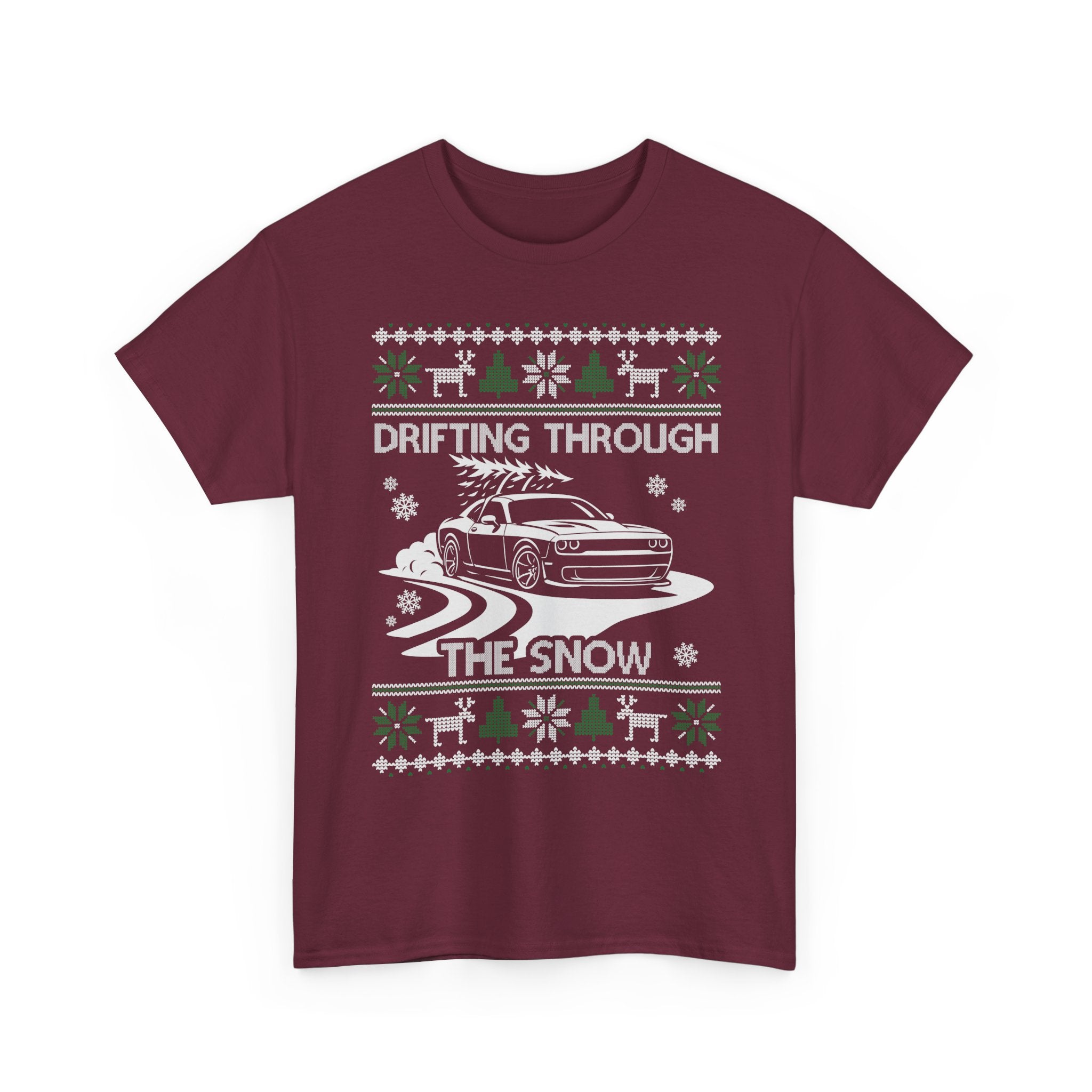 Custom Drift Car Christmas T-Shirt | Personalized Drifting Through the Snow Car Tee