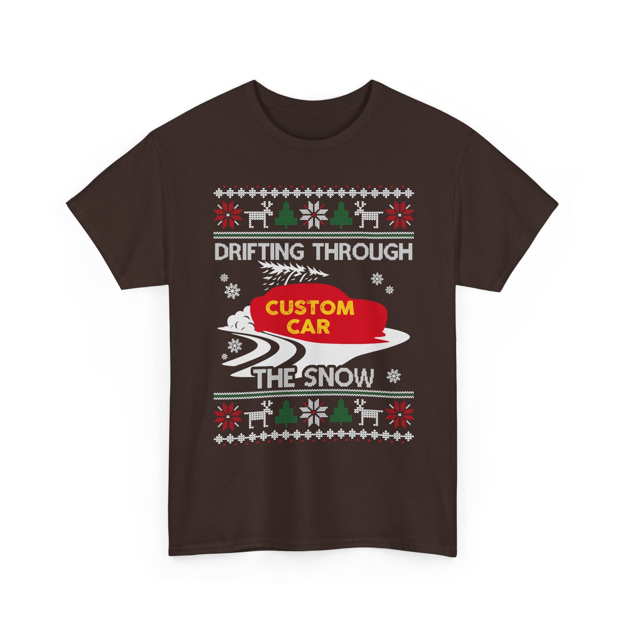 Custom Drift Car Christmas T-Shirt | Personalized Drifting Through the Snow Car Tee