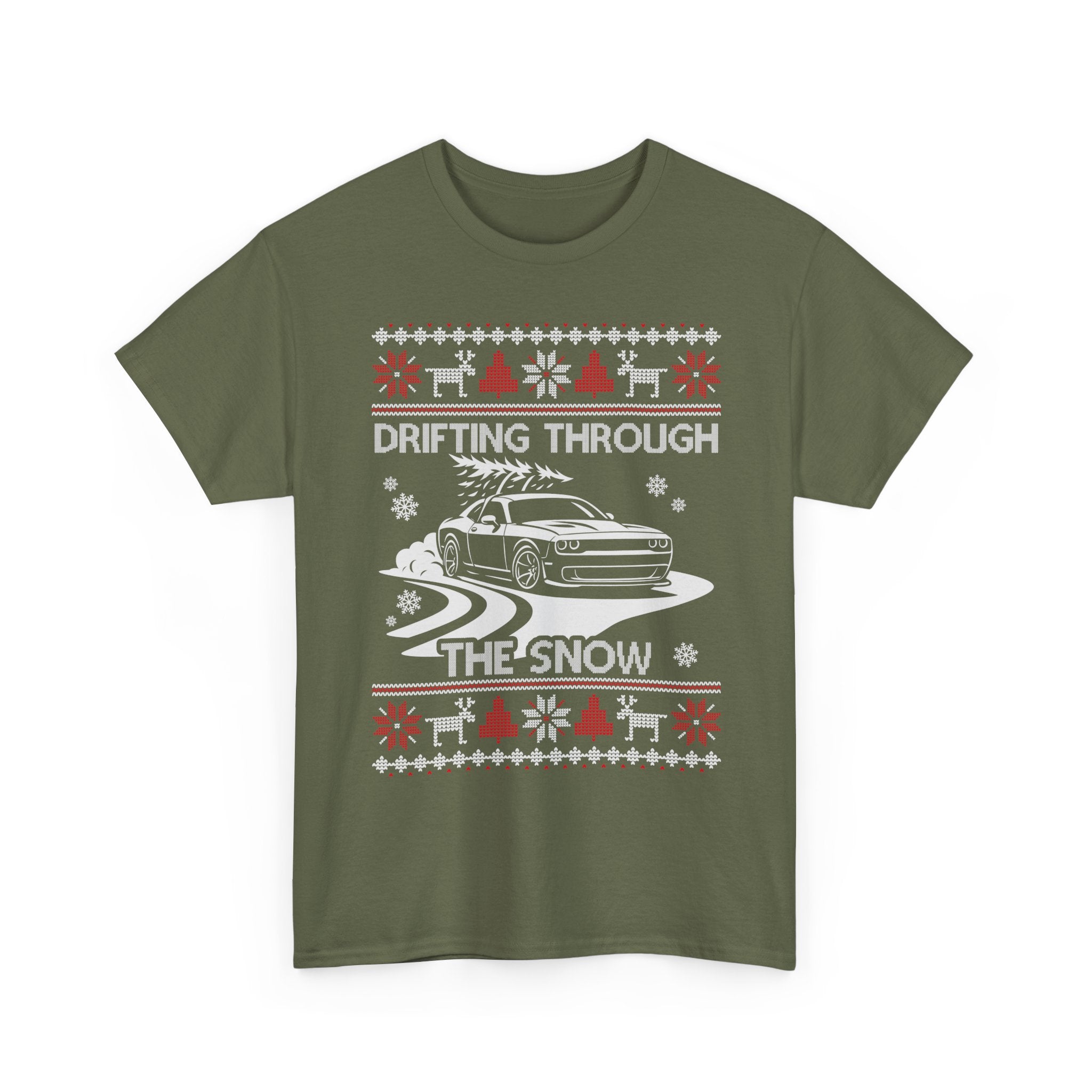 Custom Drift Car Christmas T-Shirt | Personalized Drifting Through the Snow Car Tee