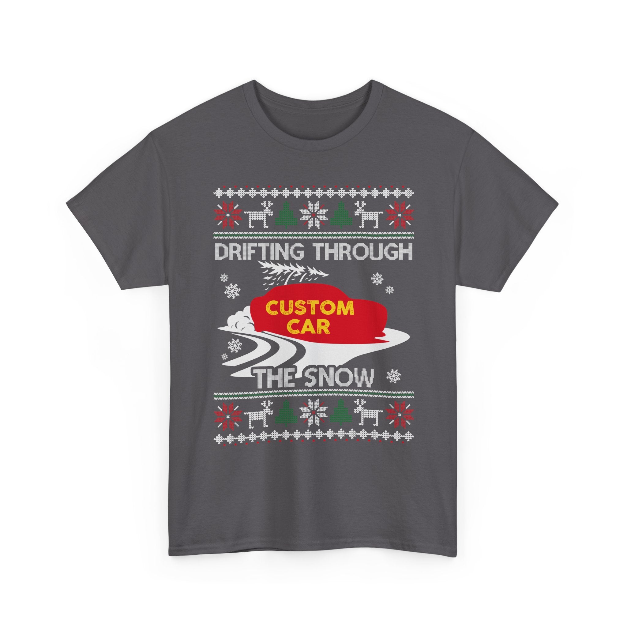 Custom Drift Car Christmas T-Shirt | Personalized Drifting Through the Snow Car Tee