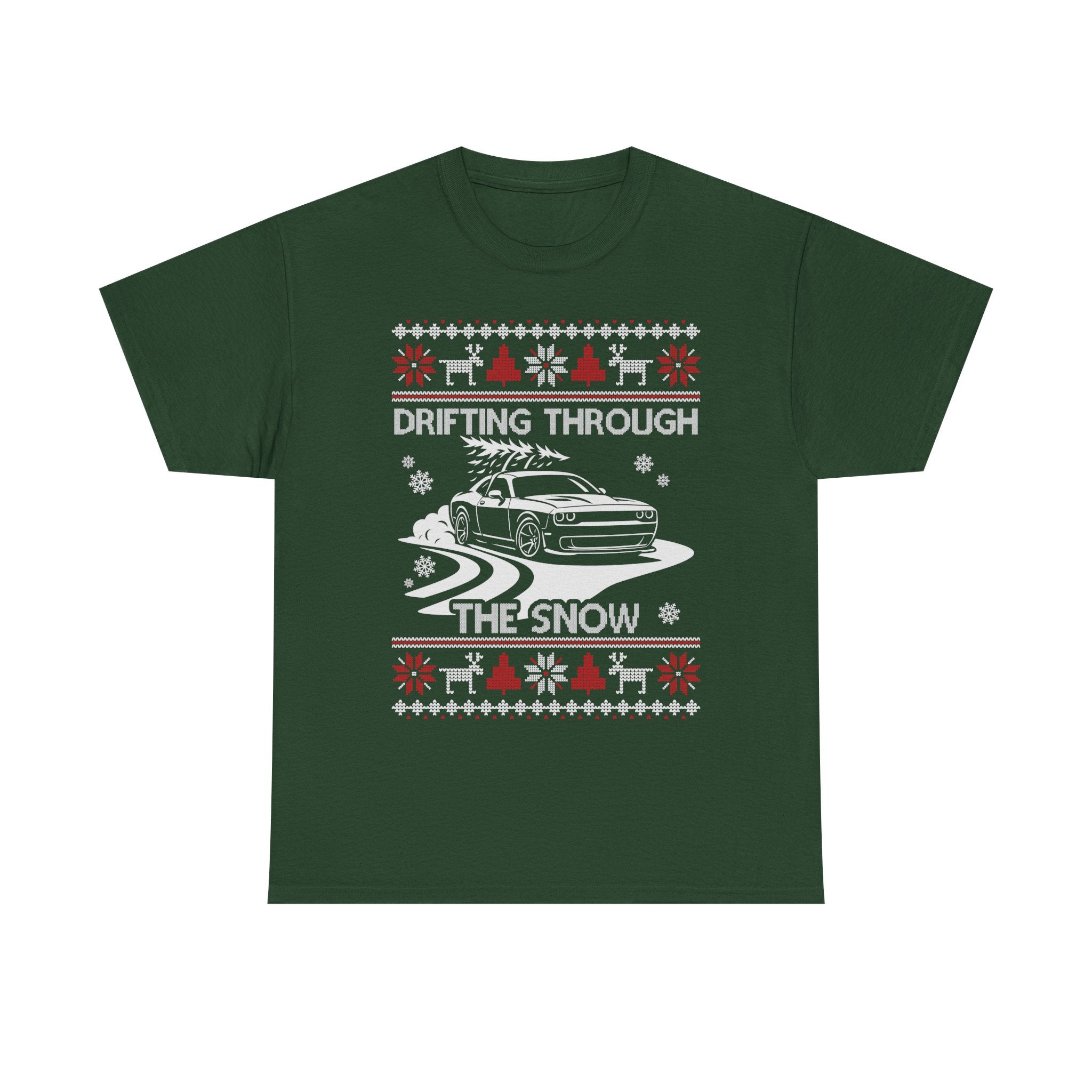 Custom Ugly Christmas Car T-Shirt | Personalized Drifting Through the Snow Car Gift