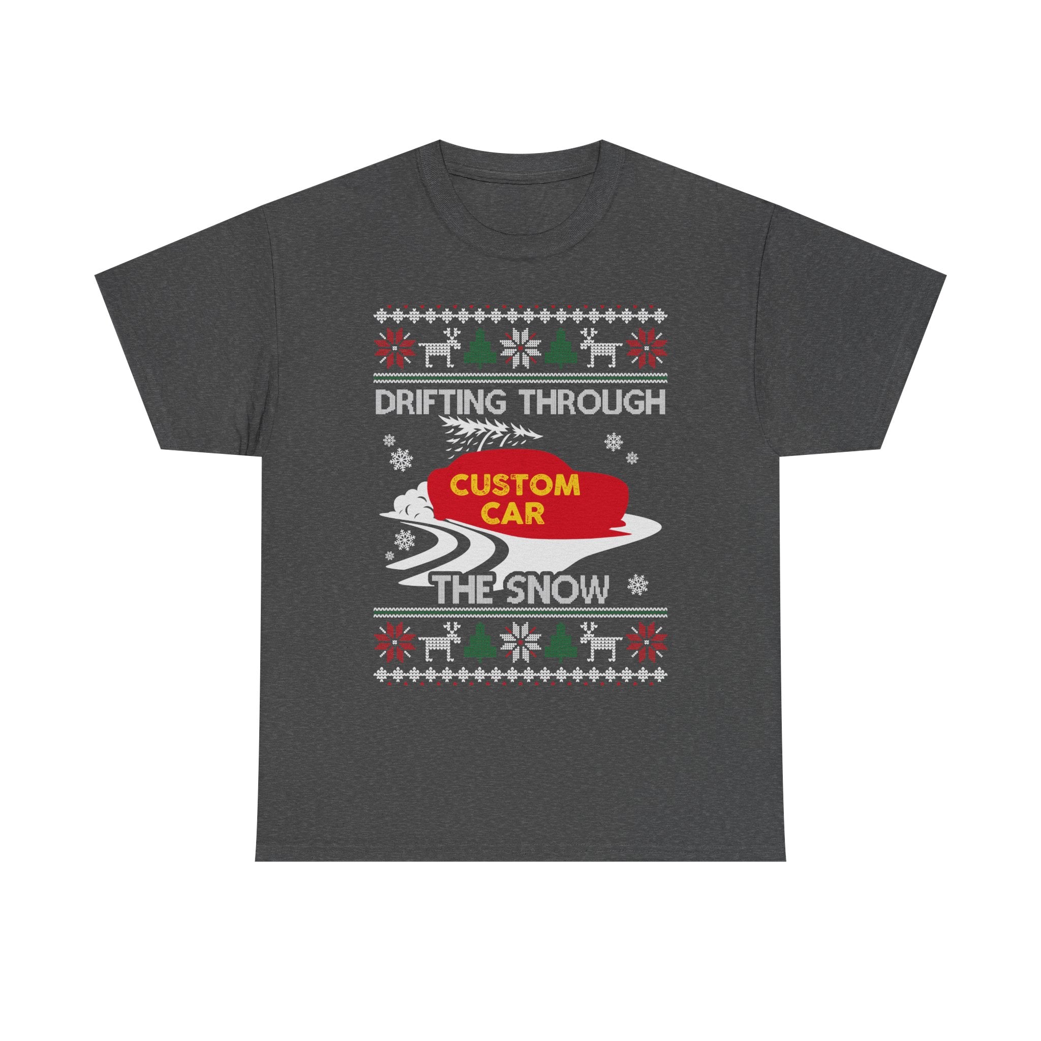 Custom Ugly Christmas Car T-Shirt | Personalized Drifting Through the Snow Car Gift