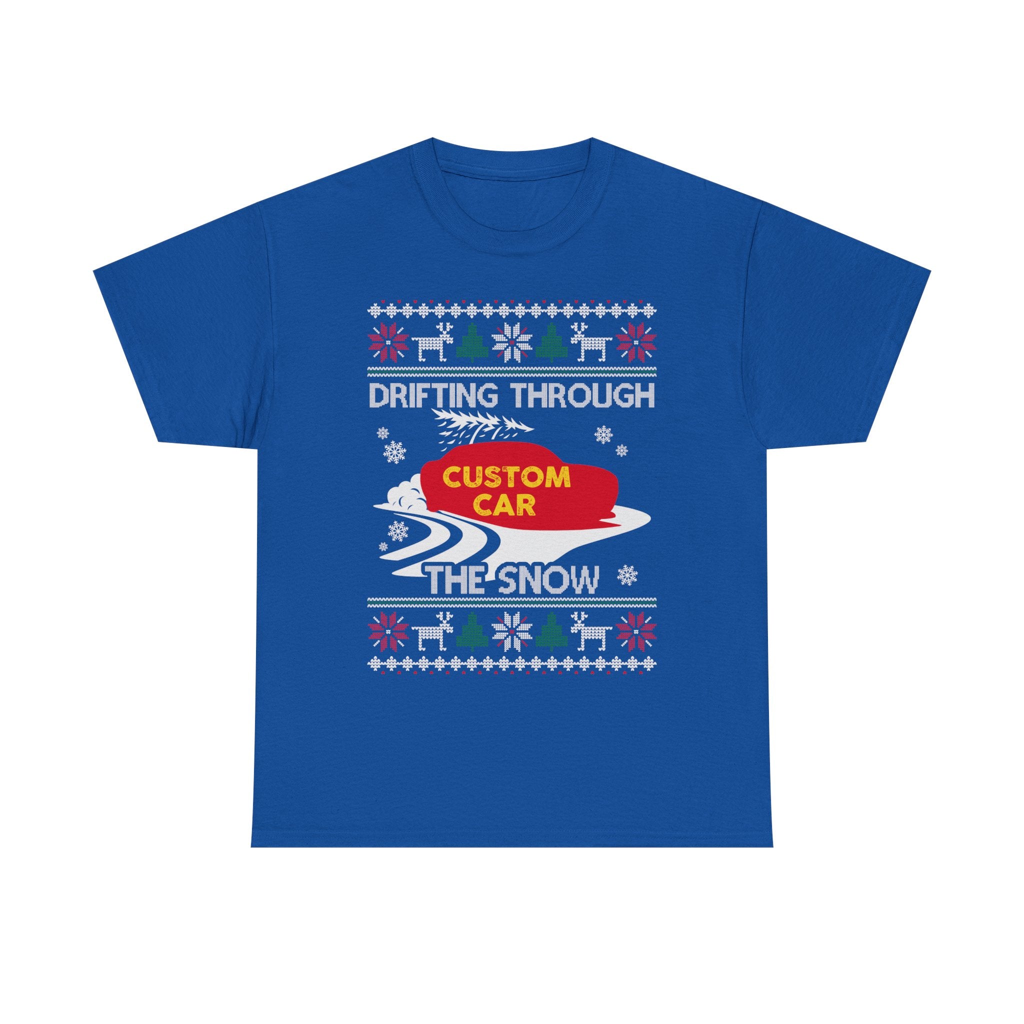 Custom Ugly Christmas Car T-Shirt | Personalized Drifting Through the Snow Car Gift