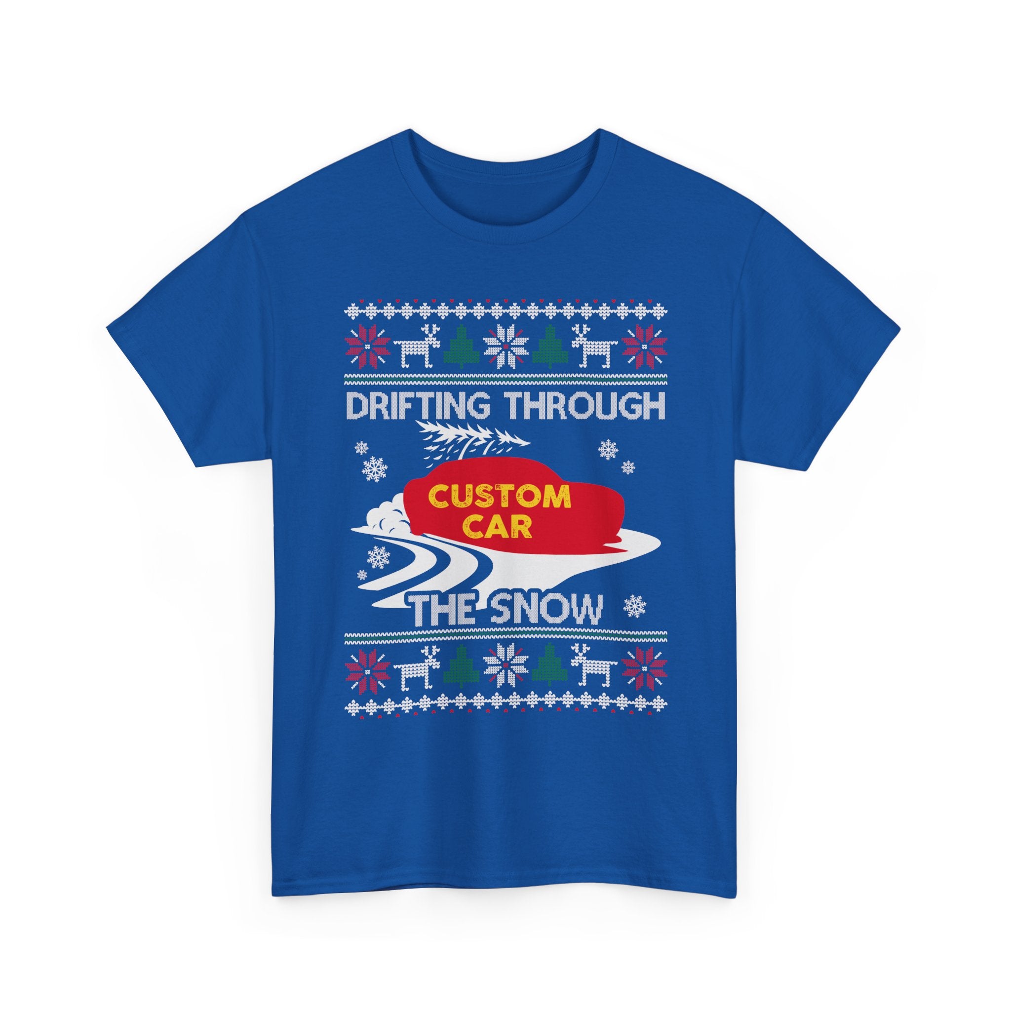 Custom Ugly Christmas Car T-Shirt | Personalized Drifting Through the Snow Car Gift