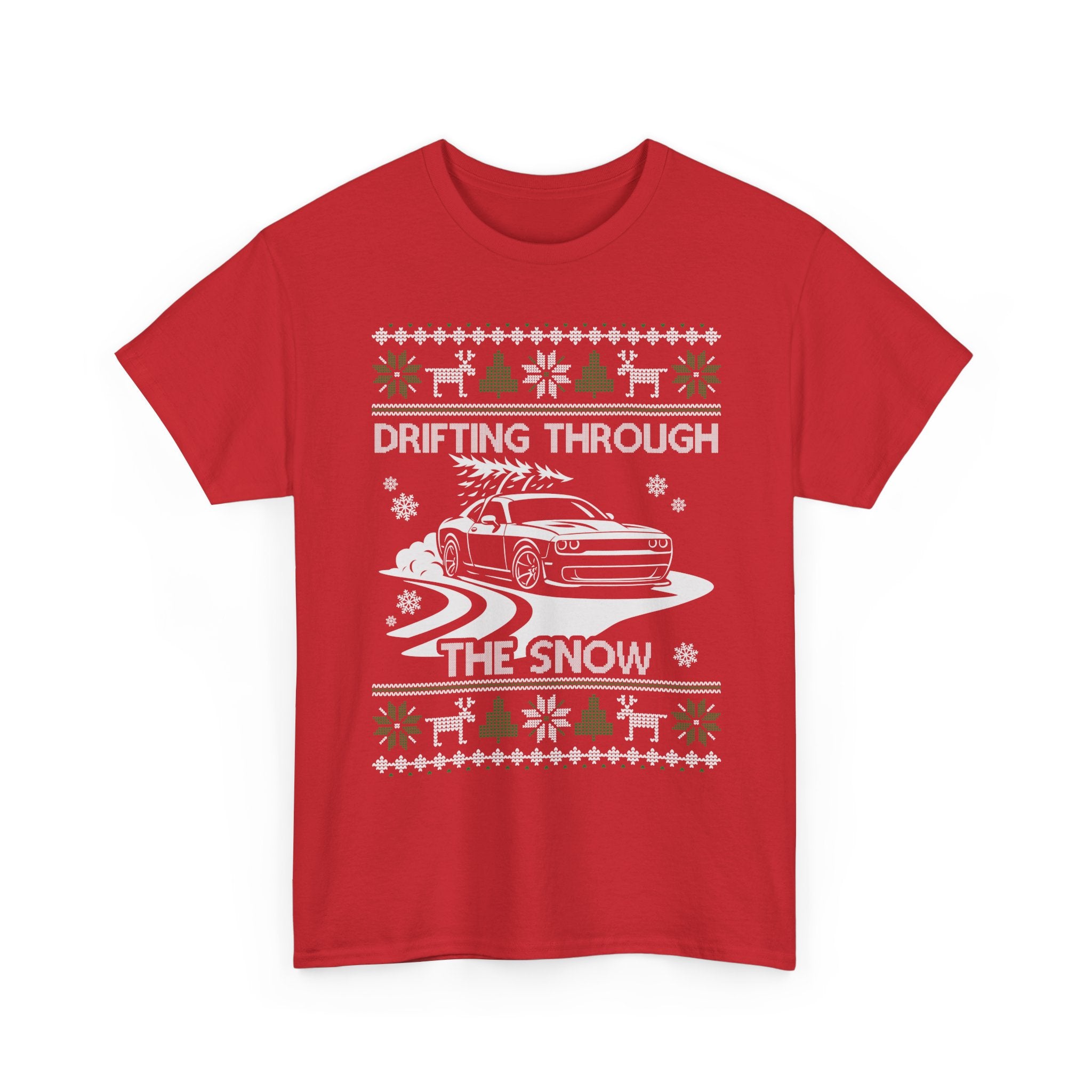 Custom Ugly Christmas Car T-Shirt | Personalized Drifting Through the Snow Car Gift
