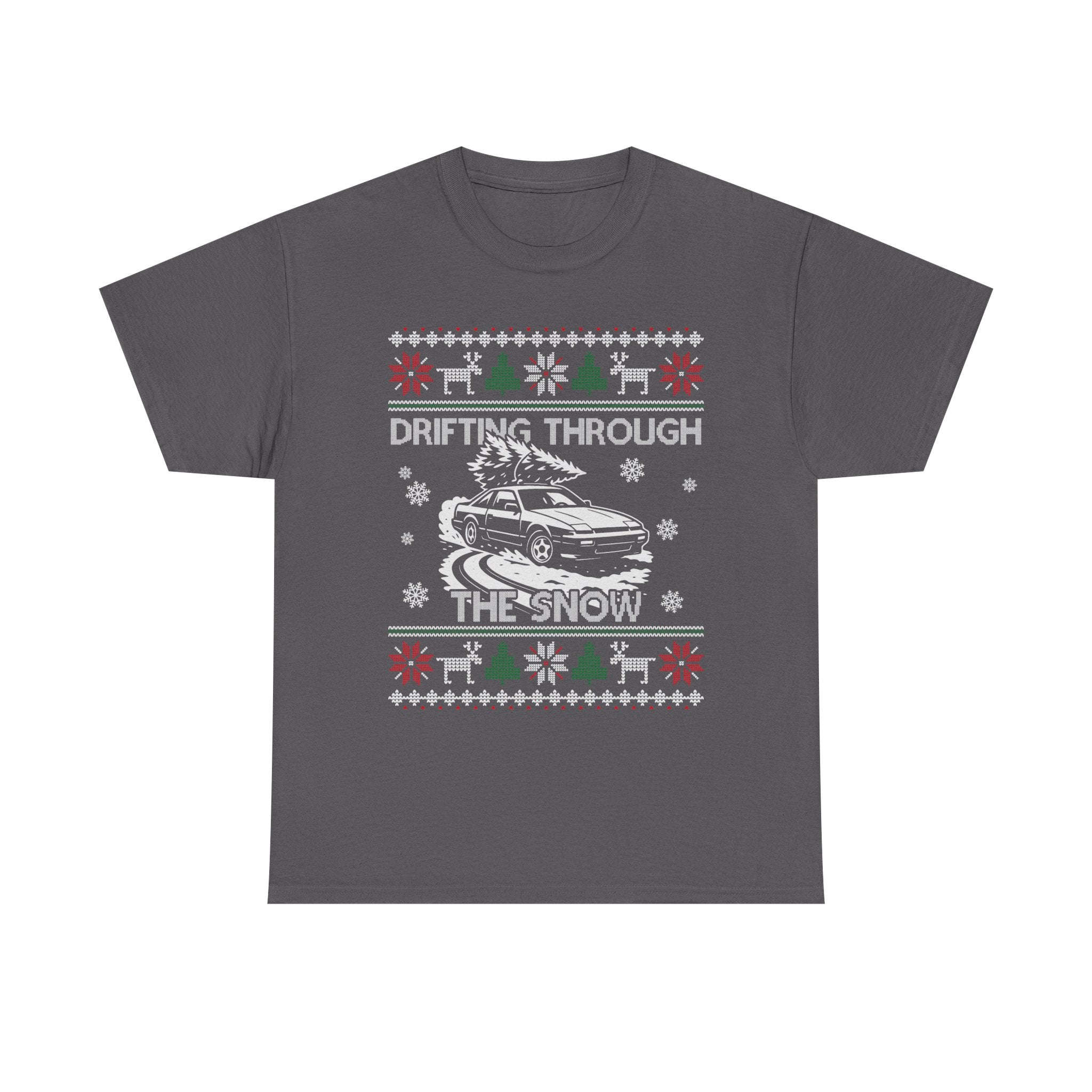 S13 240SX Drifting Through the Snow Ugly Christmas T-Shirt | JDM Drift Car Guy Gift