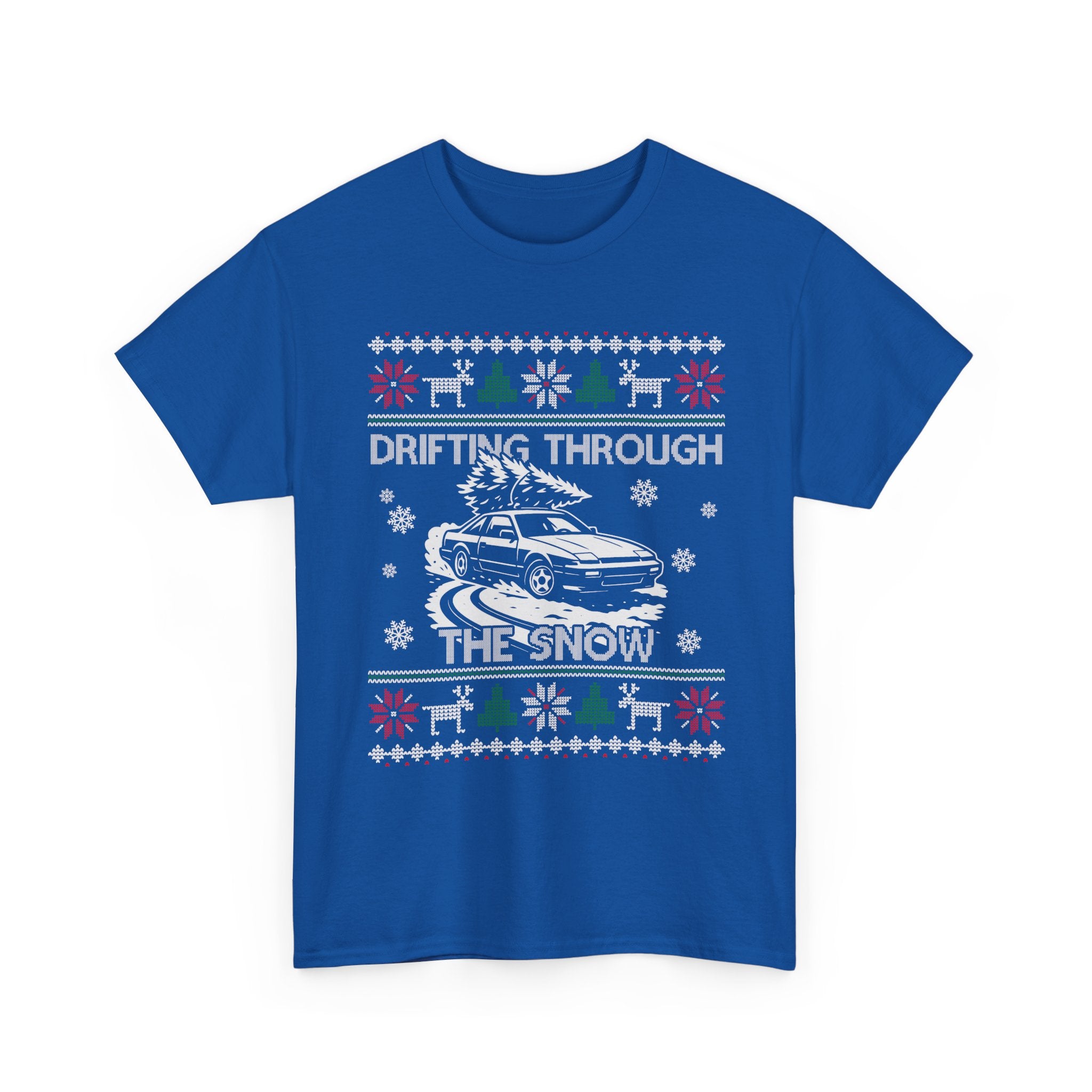 S13 240SX Drifting Through the Snow Ugly Christmas T-Shirt | JDM Drift Car Guy Gift