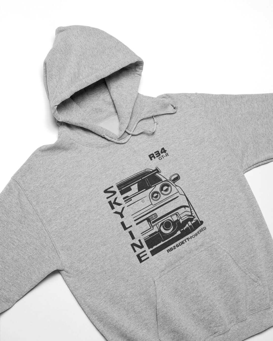 R34 GTR RB26 JDM Legend Back Print Car Hoodie
