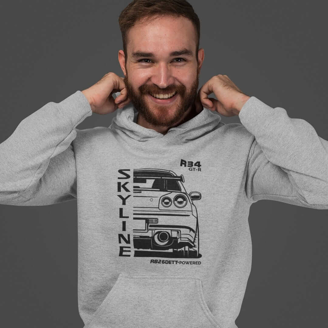 R34 GTR RB26 JDM Legend Back Print Car Hoodie