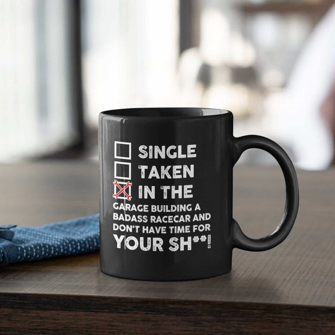 In the Garage Building a Racecar Car Guy Coffee Mug