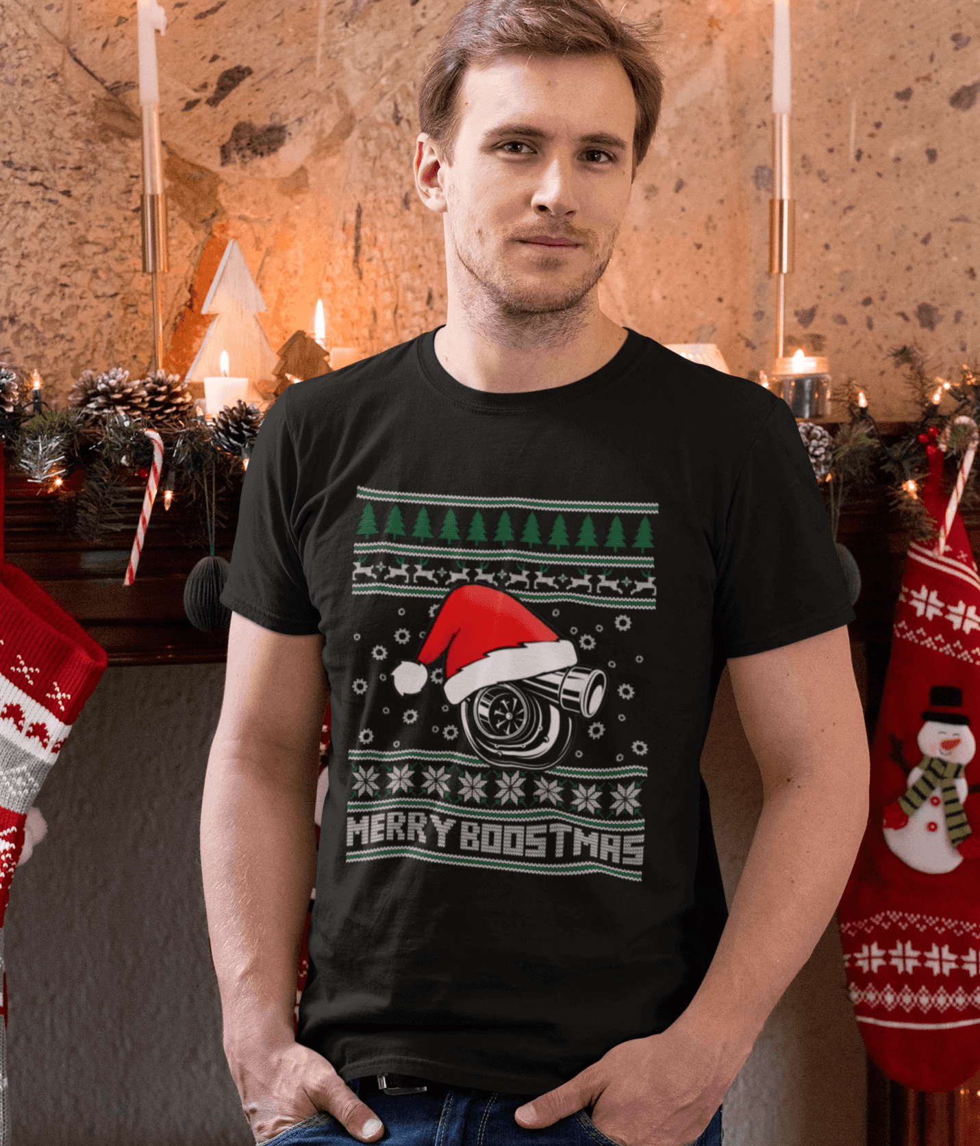 Merry Boostmas JDM Christmas Car T-Shirt | Turbo Car Guy Xmas Gift