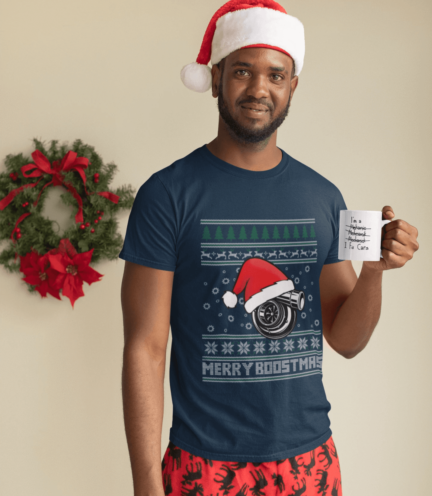 Merry Boostmas JDM Christmas Car T-Shirt | Turbo Car Guy Xmas Gift