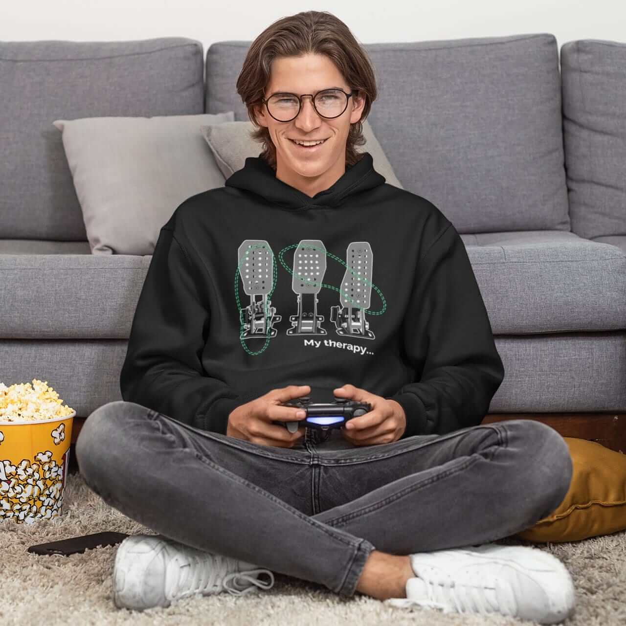 My Therapy Has 3 Pedals Funny Car Guy Hoodie
