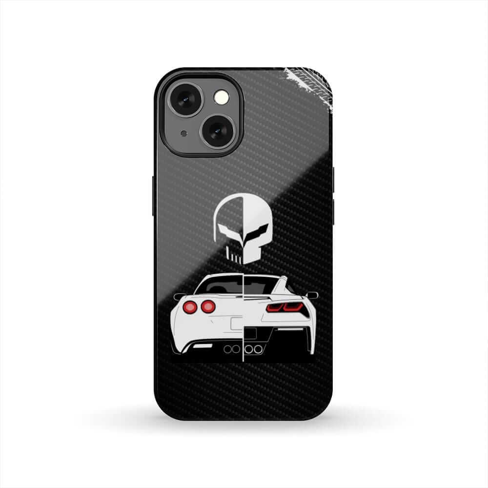 Corvette Punisher Skull Tough Phone Case | Muscle Car Guy Gift
