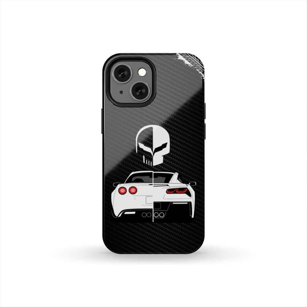 Corvette Punisher Skull Tough Phone Case | Muscle Car Guy Gift