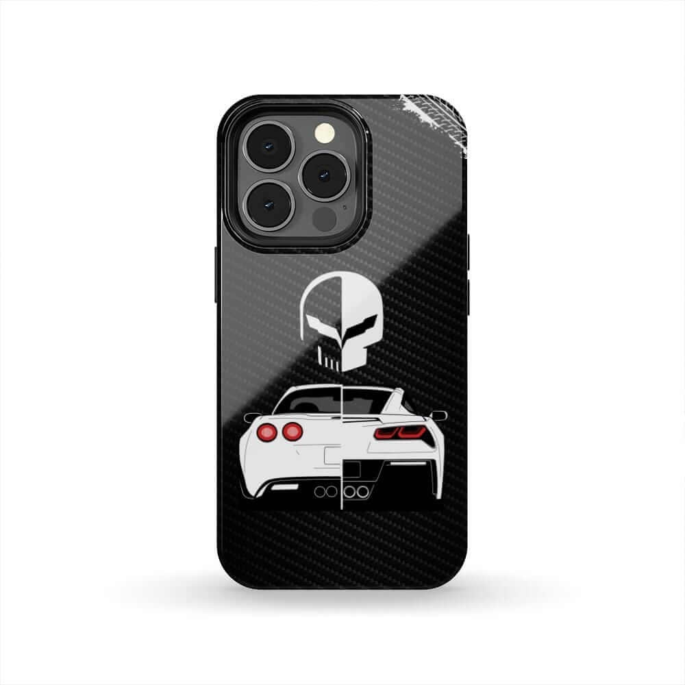 Corvette Punisher Skull Tough Phone Case | Muscle Car Guy Gift