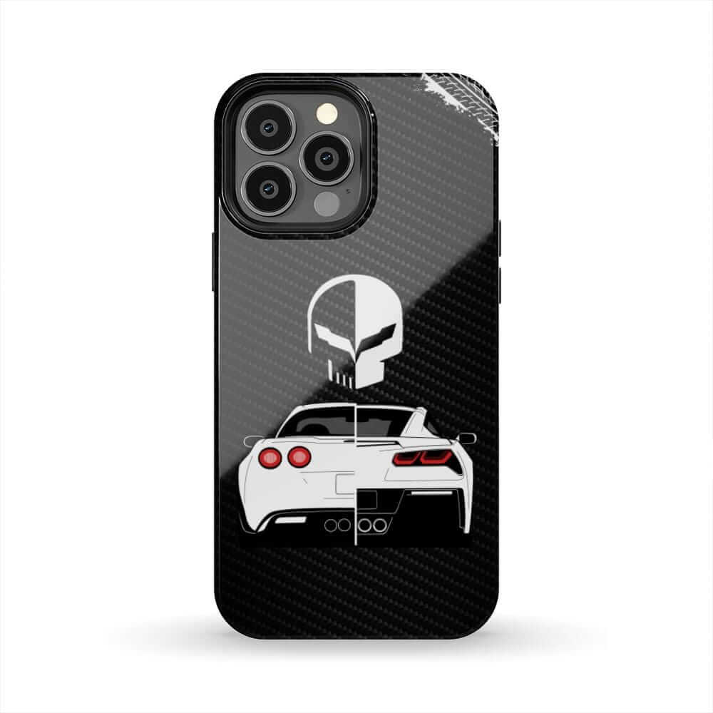 Corvette Punisher Skull Tough Phone Case | Muscle Car Guy Gift
