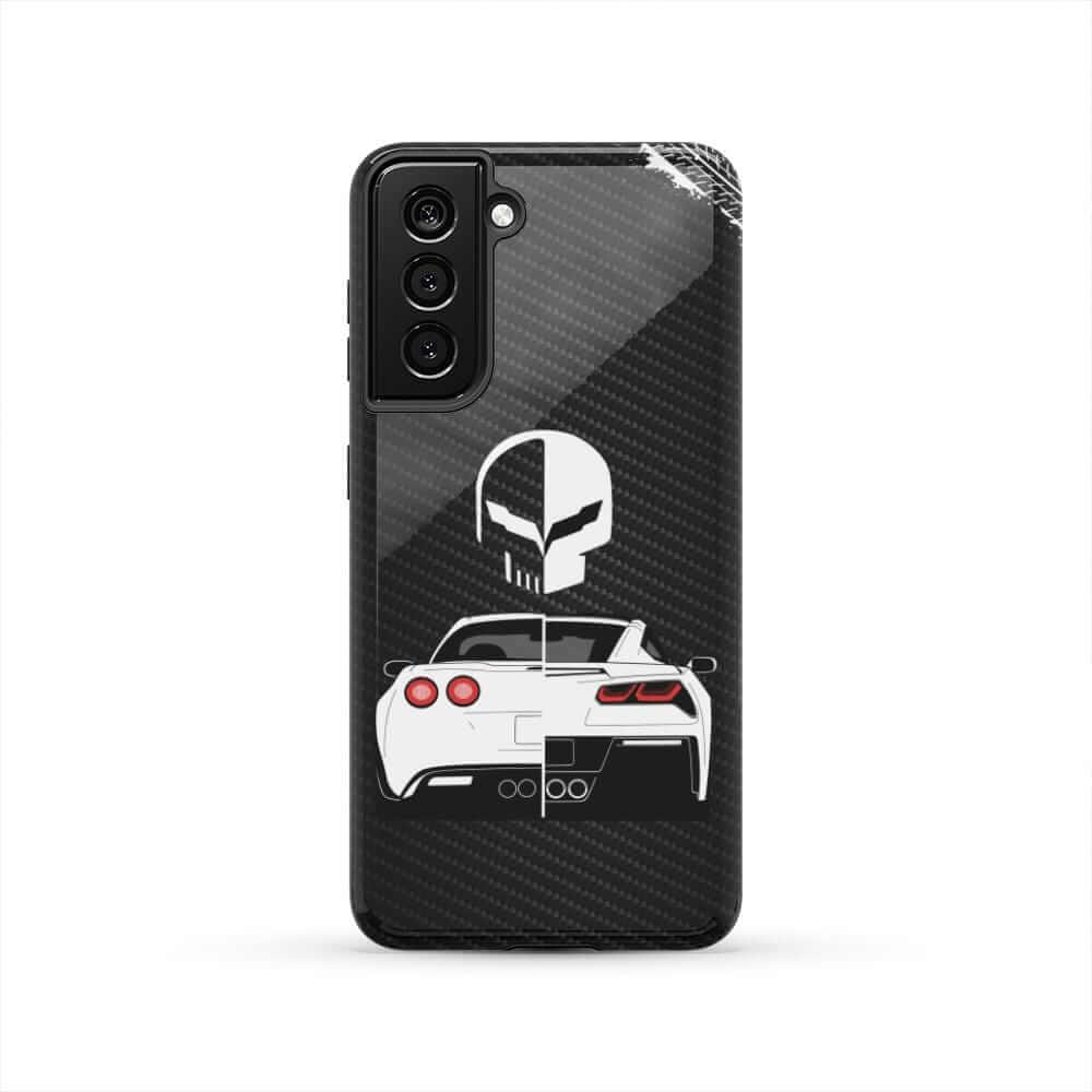 Corvette Punisher Skull Tough Phone Case | Muscle Car Guy Gift