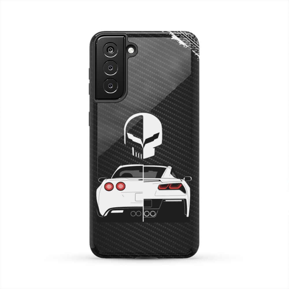 Corvette Punisher Skull Tough Phone Case | Muscle Car Guy Gift
