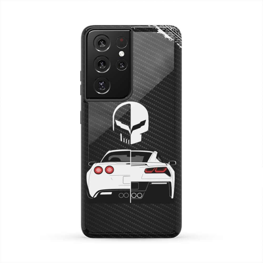 Corvette Punisher Skull Tough Phone Case | Muscle Car Guy Gift