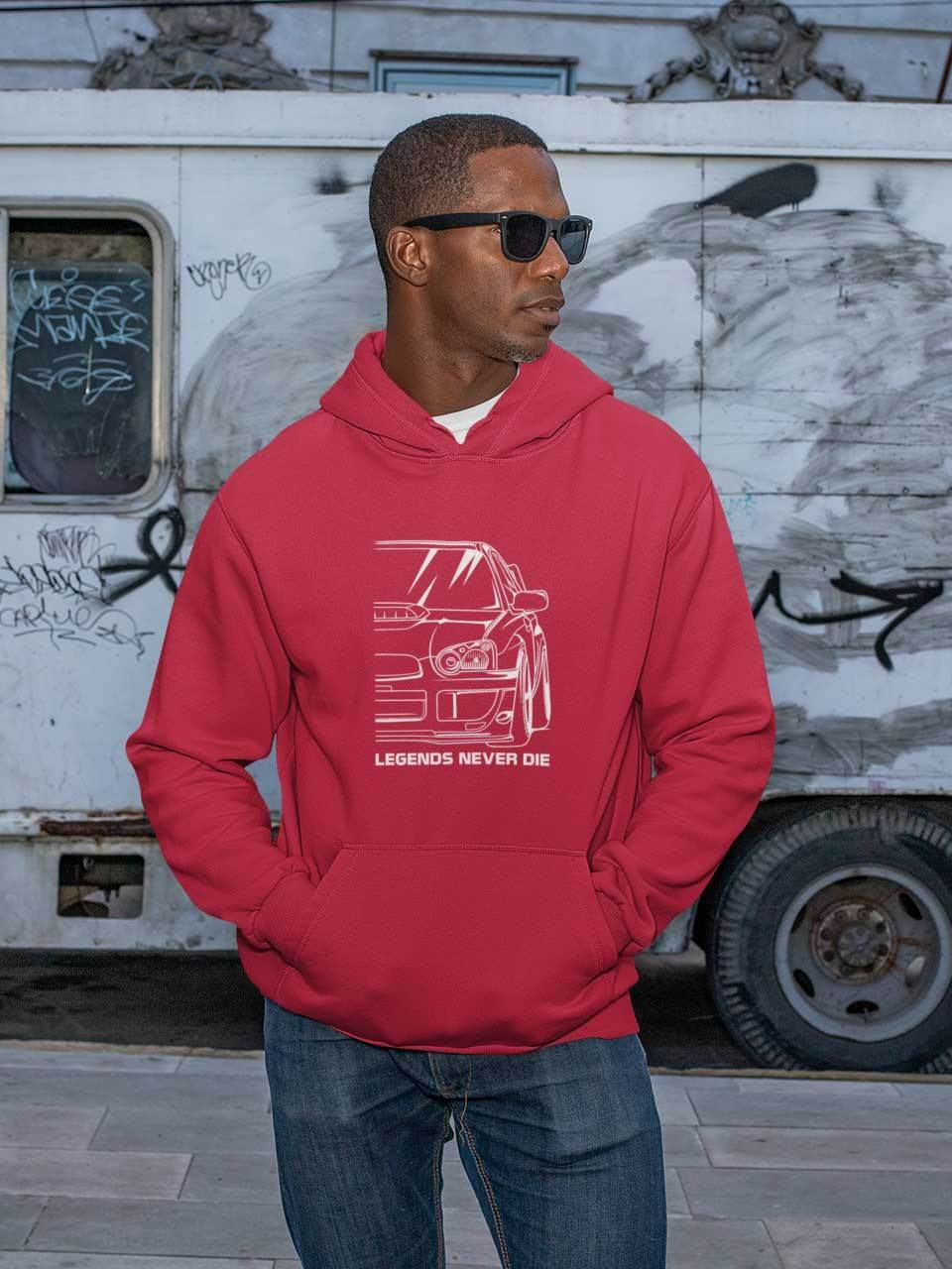 Subie Legends Never Die WRX STI JDM Car Hoodie