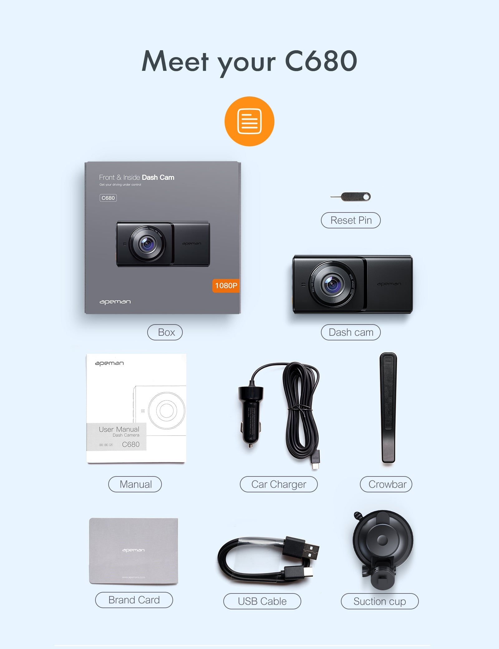 apeman C680 Dual Dash Cam
