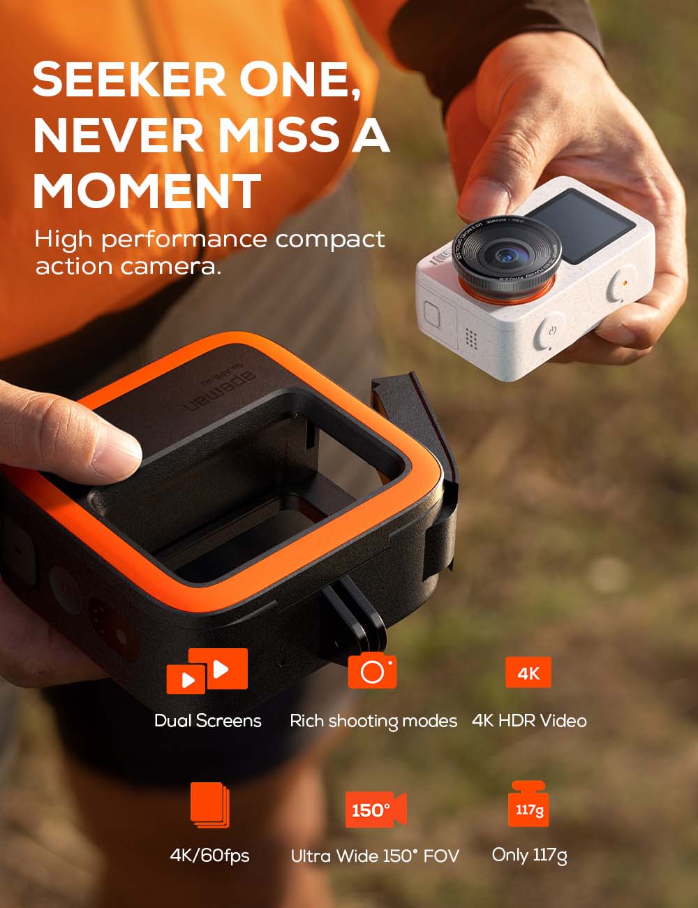 APEMAN SEEKER ONE 4K Action Camera and Selfie Stick Bundle
