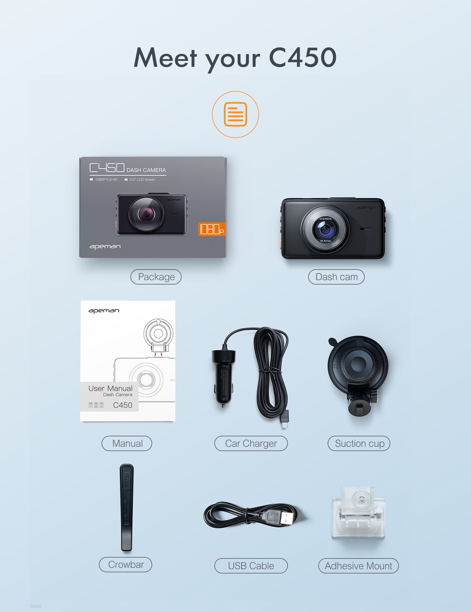 apeman C450A Dash Cam 1080P