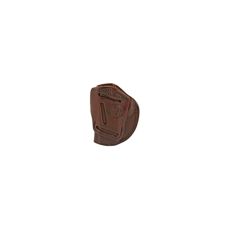 1791 Gunleather, 4 Way Holster, Leather Belt Holster, Right Hand, Signature Brown, Fits Glock 48 & S&W EZ380, Size 1