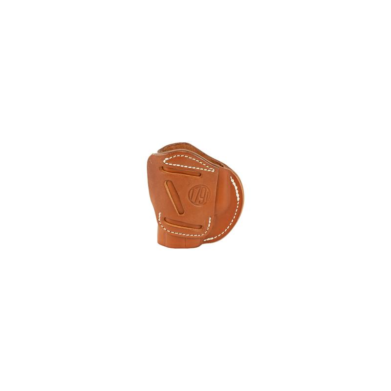 1791 Gunleather, 4 Way Holster, Leather Belt Holster, Right Hand, Classic Brown, Fits GLOCK 26/27/33 & S&W MP9/Shield, Size 3