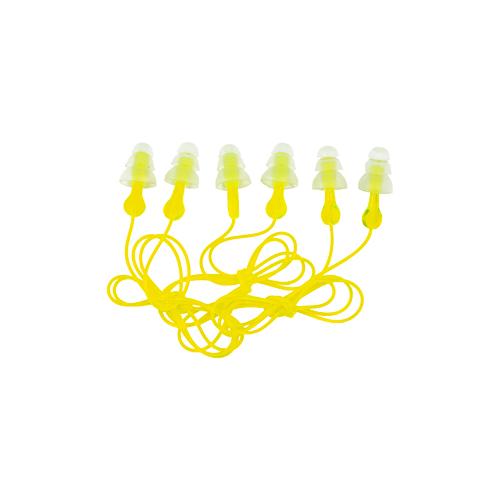 3M/Peltor, Tri-Flange Ear Plug, Reusable, Hearing Protection With Cord, 3 Pack, Yellow
