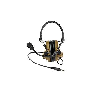 3M/Peltor, ComTac V, Electronic Earmuff, Headband, Foldable, Single Lead, Standard Dynamic Mic, NATO Wiring, Coyote Brown Color