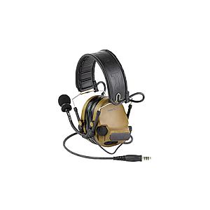 3M/Peltor, ComTac V, Electronic Earmuff, Headband, Foldable, Single Lead, Standard Dynamic Mic, NATO Wiring, Coyote Brown Color