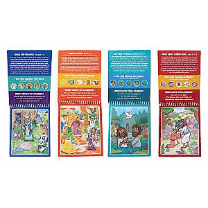 4 Pack of Aqua Brush Activity Books: Old Testament, Old Testament #2, New Testament, and New Testament #2 Set
