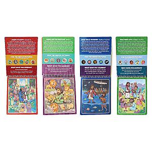 4 Pack of Aqua Brush Activity Books: Old Testament, Old Testament #2, New Testament, and New Testament #2 Set