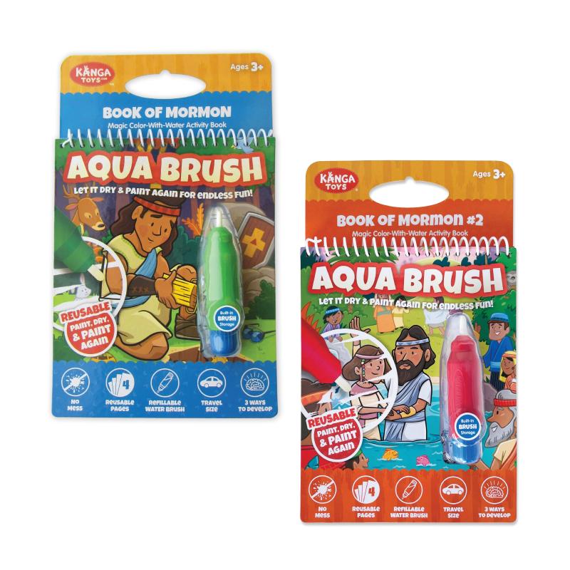 Two Pack Book of Mormon Aqua Brush Activity Book Set, Reusable Travel Activity